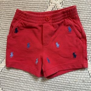 Boys Ralph Lauren red shorts with logo, 9 months